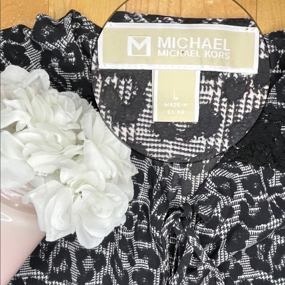 Michael Kors | Flowy leopard print blouse with lace | size L - Picture 6 of 7